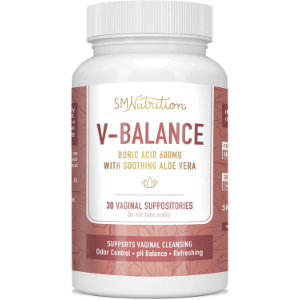 V-Balance Boric Acid Vaginal Suppositories 600Mg & Aloe Vera